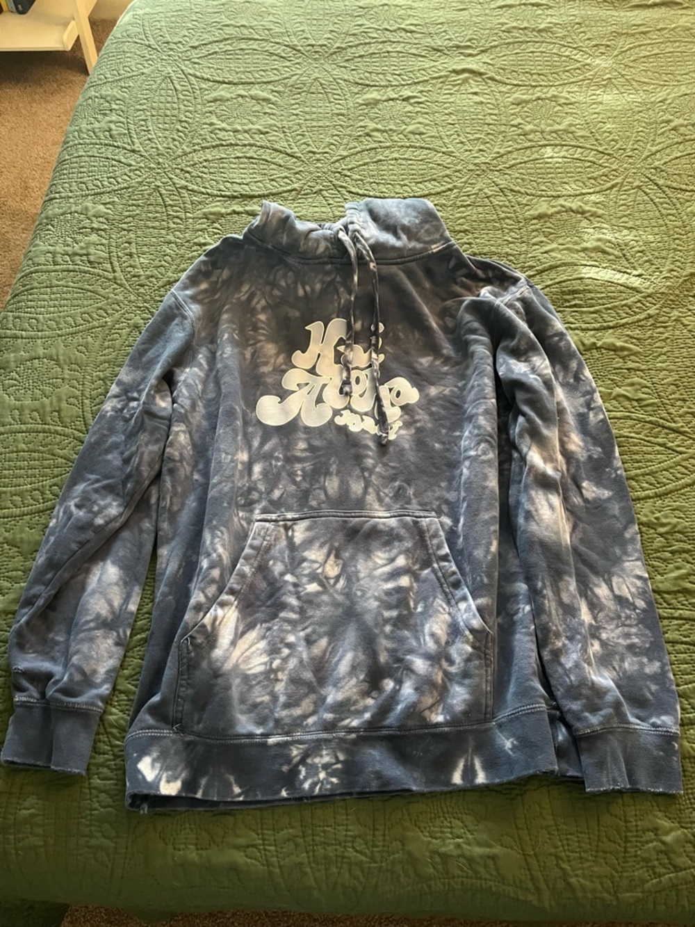 Tie-Dye Pullover Hoodie - Blue Gray